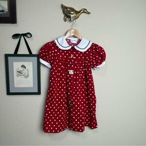 RARE EDITIONS | Vintage Red with White Polka Dots Collar School Days Buttons 6X